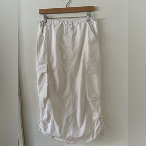 Casual White Cargo Midi Skirt